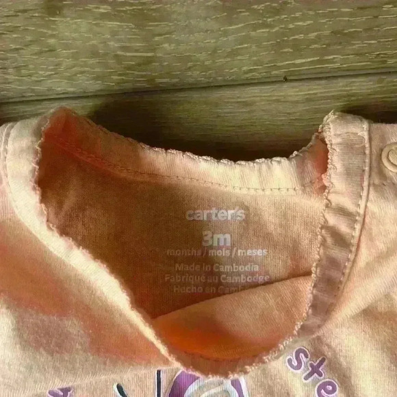 5/$10 Carter’s Baby Girl Light Orange/Pink Little Sister SS Onesie Size 3 Months - Picture 2 of 3